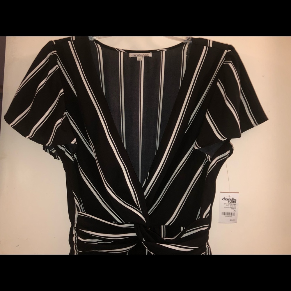 Black & white striped jumpsuit